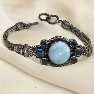 Bali Legacy Larimar, Apatite Sterling Silver Bracelet